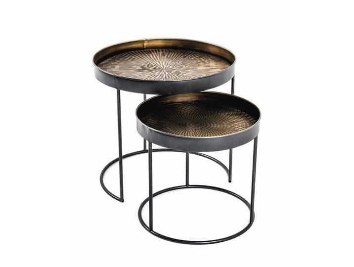 Beistelltischset, Schwarz, Kupfer, Metall, 2-teilig, rund, Rundrohr, C-Form, rund, 48x38x38 cm, gastro- und objekttauglich, Wohnzimmer, Wohnzimmertische, Satztische