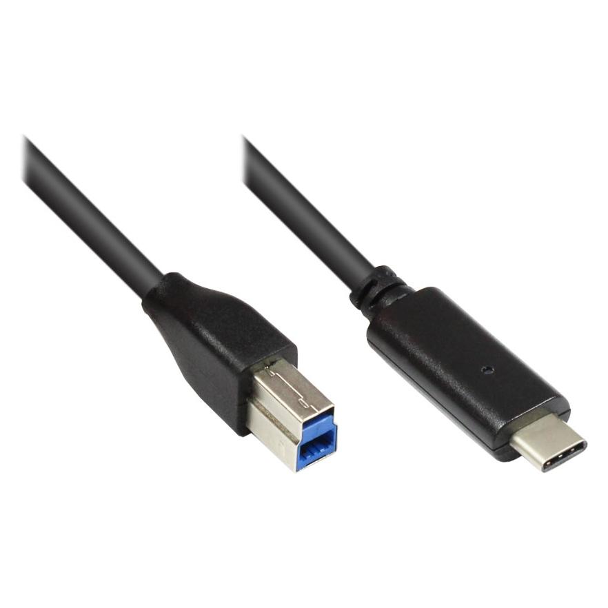 Varia USB-C auf USB 3.0 B Kabel, 1,8m, schwarz, SuperSpeed, abwärtskompatibel (1.80 m, USB 3.2 Gen 2) (427666)
