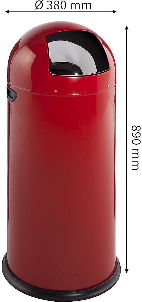 Push-Mülleimer, Stahl, selbstschließend, feuerrot, 52 l, Höhe 890 mm VAR