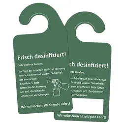 EICHNER 2x 100 Kfz-Spiegelanhänger »Frisch desinfiziert« grün