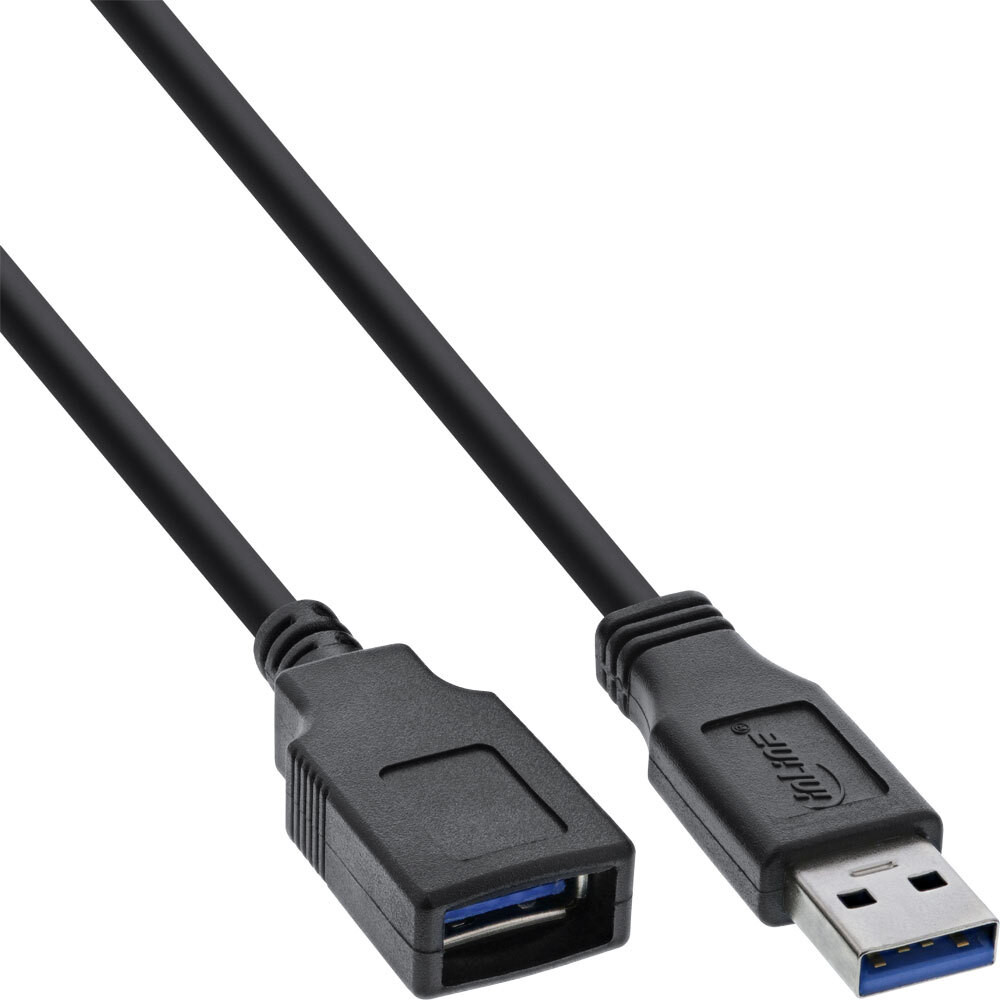 InLine USB 3.0 verlengkabel, mannelijk naar vrouwelijk, zwart, 3 meter
