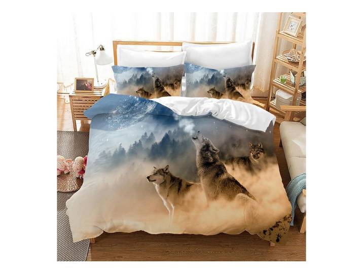 LuxusKollektion Jugendbettwäsche Bettwäsche Set 3D Wolf 135x200cm