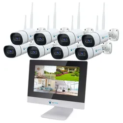 LUVISION Dual WLAN Funk Kamera Set Überwachungssystem mit Monitor Cloud 4 bis 8 IP Kameras & App 8 Kameras