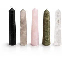 Gemstone Six Face Obelisk Point approx 11cm  - Rose Quartz