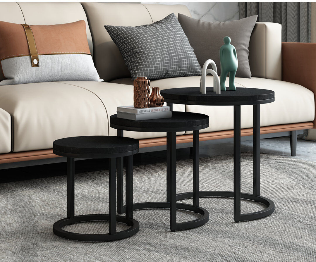 Rousseau Jean 3 Piece Nest of Tables Mango Black