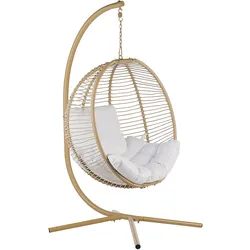 HÄNGESESSEL mit Gestell Flechtseil beige 98/100 cm Arco