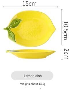 Inspired Finds Lemon Shaped Ceramic Plate And Bowl Set Cute Fruit Snack Dessert Dish lemon Dish