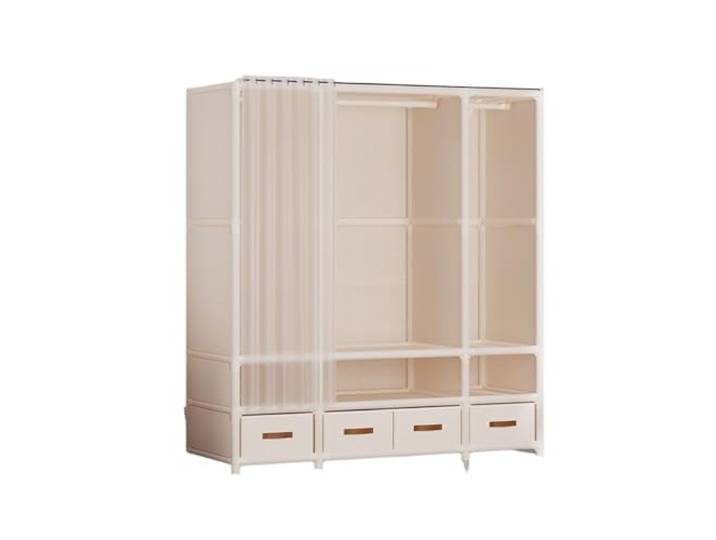 MCLIUJIA Mobiler Kleiderschrank Kleiderschrank, Freistehender Kleiderständer, Moderner, Abnehmbar Schneller und einfacher Aufbau(Beige)