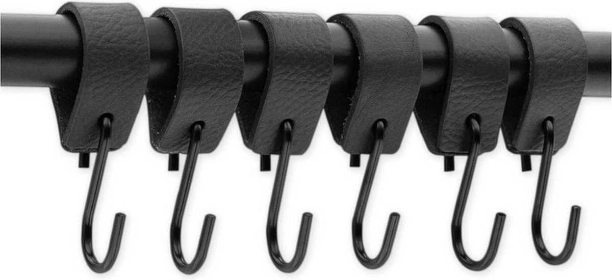 12-stuks Leren S-haken - Multifunctionele Metalen Jashaken - Zwart - 10,5 cm
