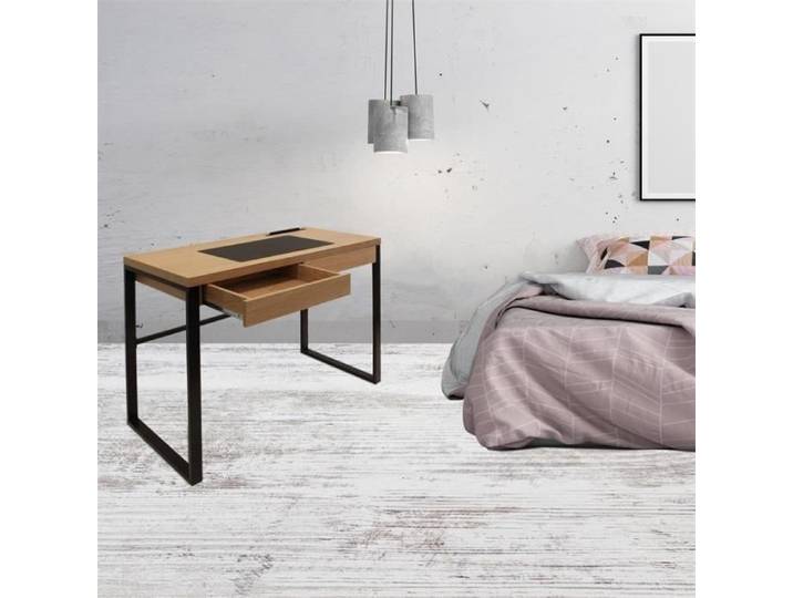 Bureau - Home Deco Factory - Bois Et Métal - Marron Et Noir