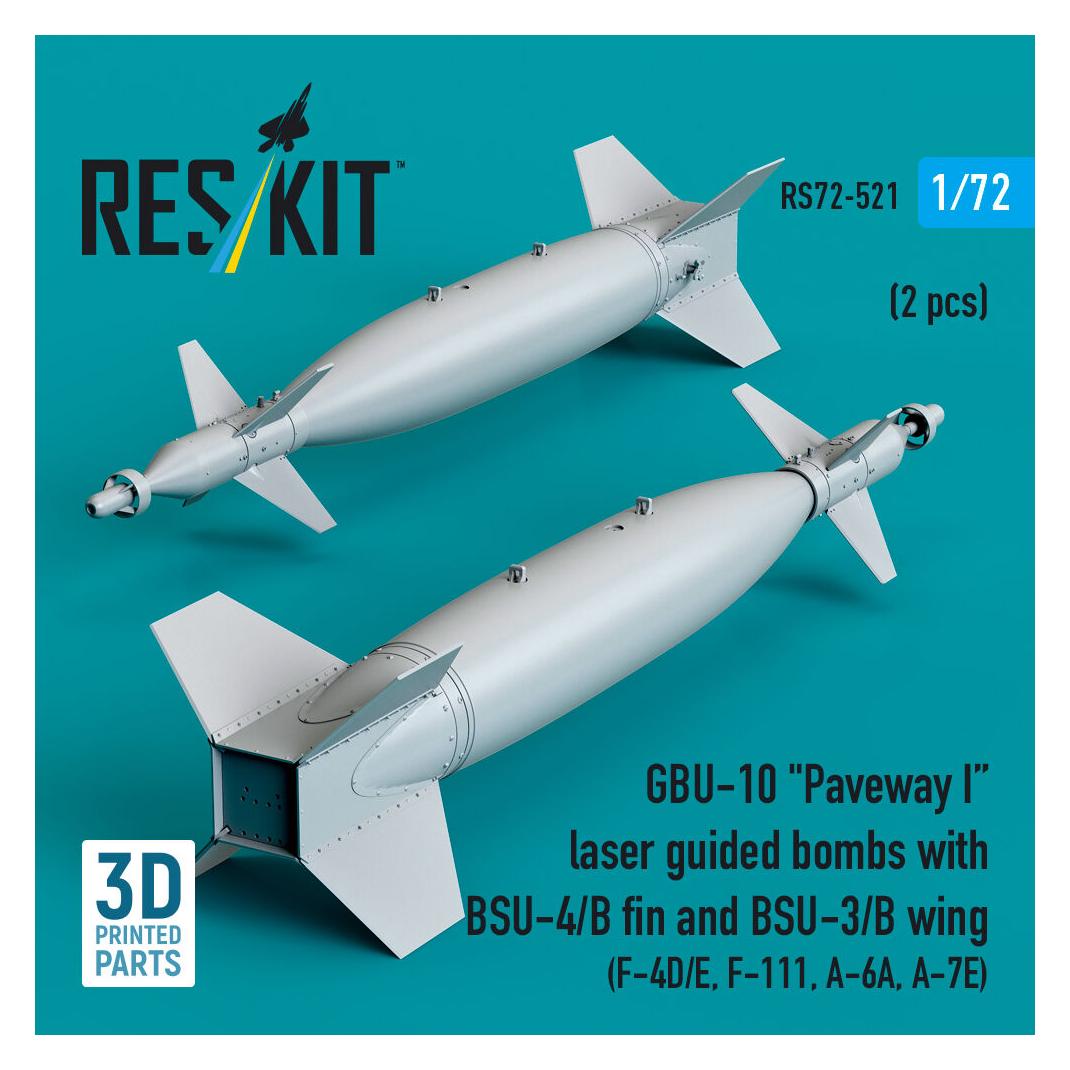 ResKit GBU-10 Paveway I laser guided bombs with BSU-4/B fin and BSU-3/B wing (2 pcs) (F-4D/E, F-111, A-6A (RS72-0521)