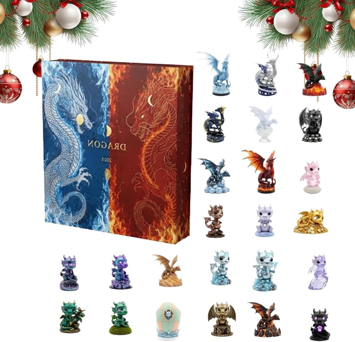 Kerst Adventskalender met Drakenthema - Wandmontage - 24 Dagen - Acryl