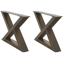 Helloshop26 - Set aus 2 Couchtischbeinen aus Metall 50 x 30 cm stabiles und modernes geometrisches Design aus naturbelassenem Stahl