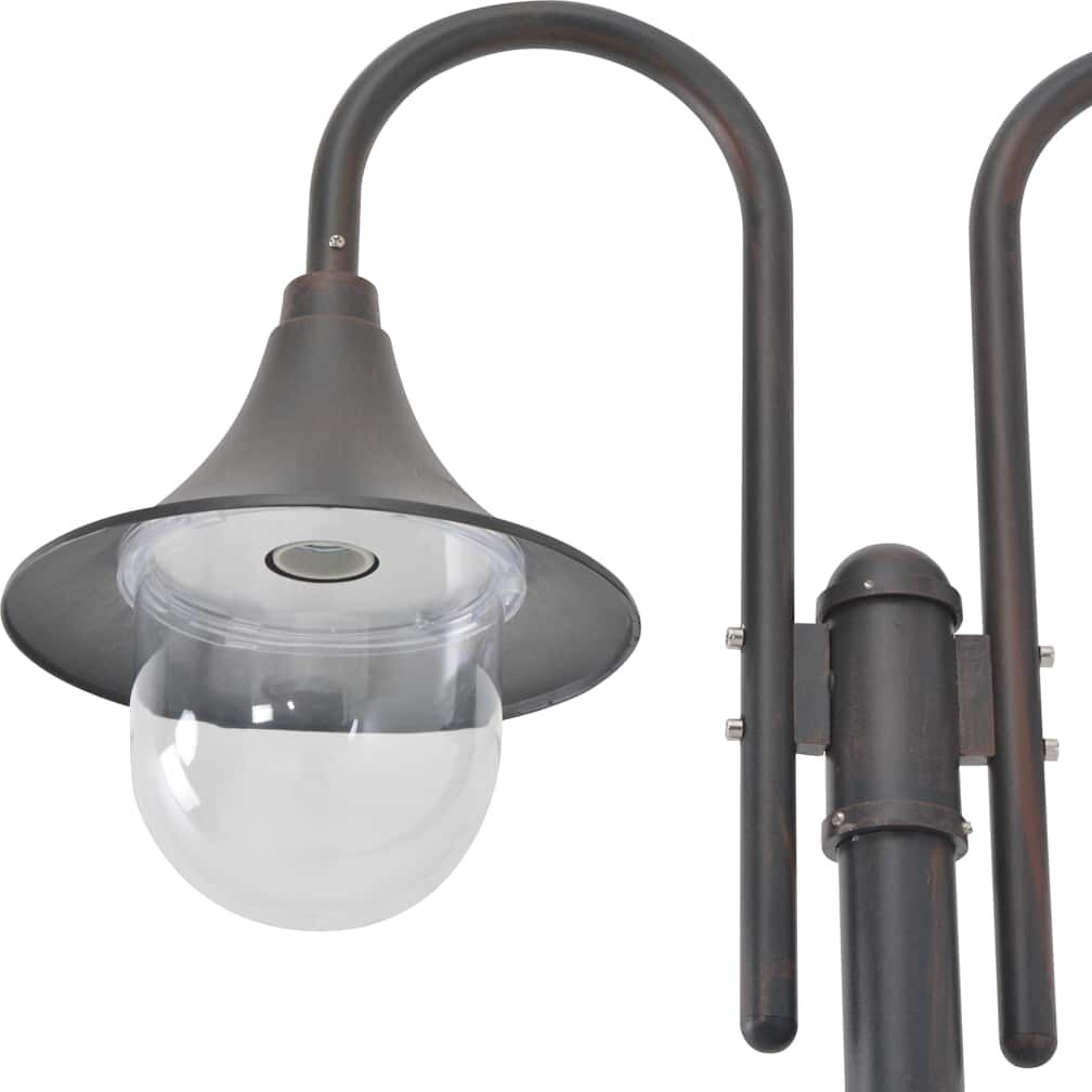 vidaXL Lampadaire de jardin E27 220 cm Aluminium 2 lanternes Bronze