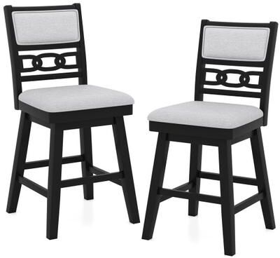 Costway 25 Inch Bar Stools Set of 2 with Upholstered Backrest and 360° Rotation Seat-Black