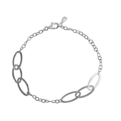 Armband CELESTA "925 Silber rhodiniert strukturiert", silber (silbergrau), Armbänder, Damen, 20cm, Silber 925 (Sterlingsilber), glitzernd, Armband
