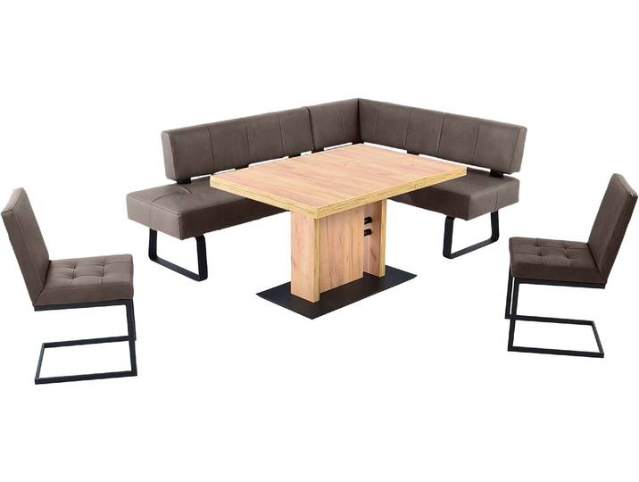 Essgruppe, Microfaser, Braun, 195×50×88 cm, Ausziehbar, K+W Komfort & Wohnen
