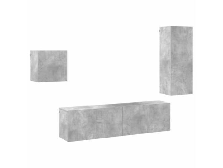 Roanoer 4-TLG. TV Wandschrank Set Hängeschrank Wohnwand Betongrau Platzsparende Wandmontage für Wohnzimmer und Arbeitszimmer: 4-teiliges Set aus stabilem Holzwerkstoff in modernem Betongrau.