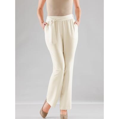 Palazzohose CLASSIC BASICS, Damen, Gr. 44, Normalgrößen, beige (ecru), 100% Polyester, unifarben, lang, Hosen Palazzohose