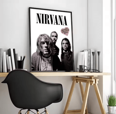 Inspire Picks Nirvana Rock Band Canvas Poster Grunge Calligraphy Wall Art For Music Room Decor black3 21x30cmframeless