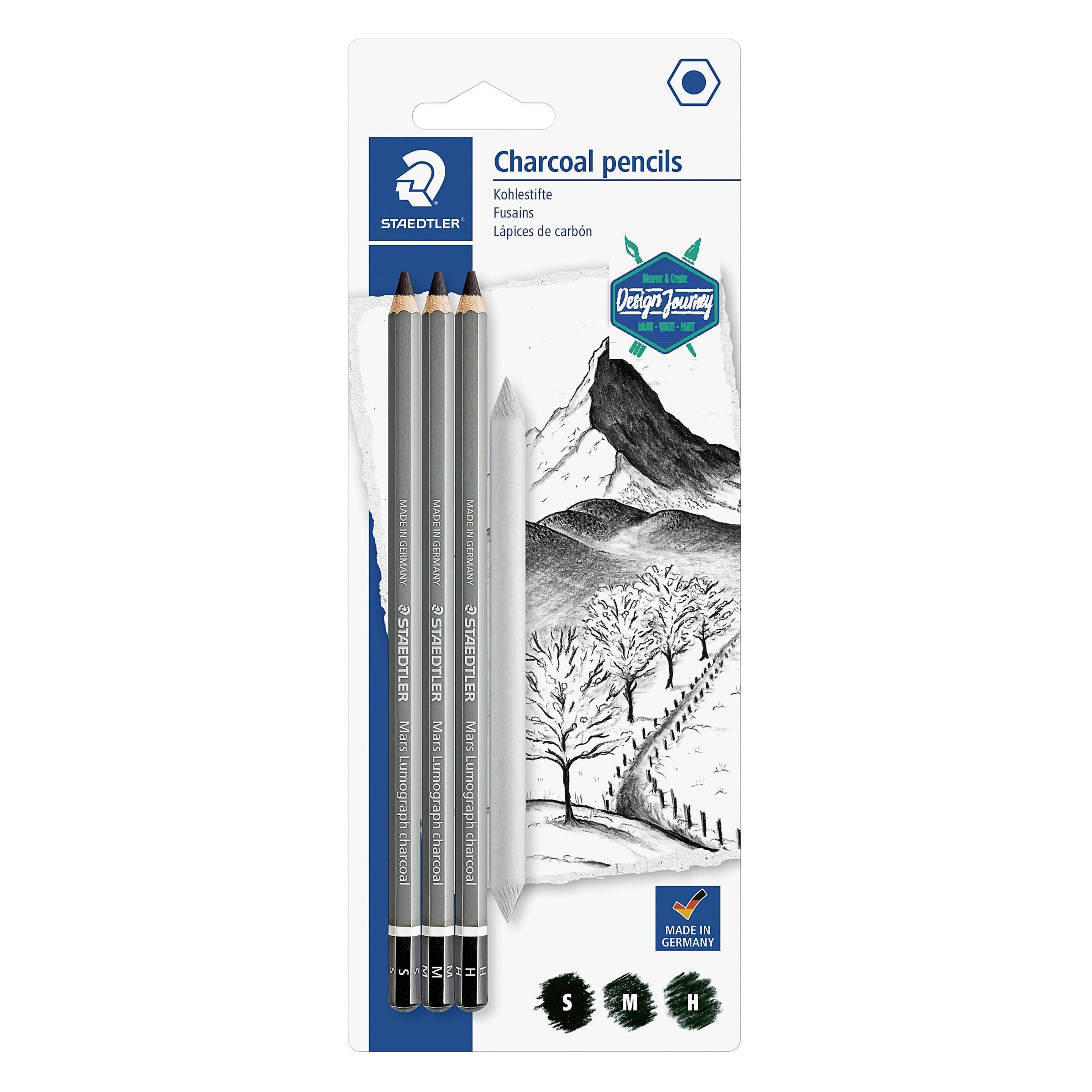 Staedtler Kohlestifte 'Mars Lumograph charcoal Design Journey' (4.50 mm, H, M, 3x) (100C SBK4)