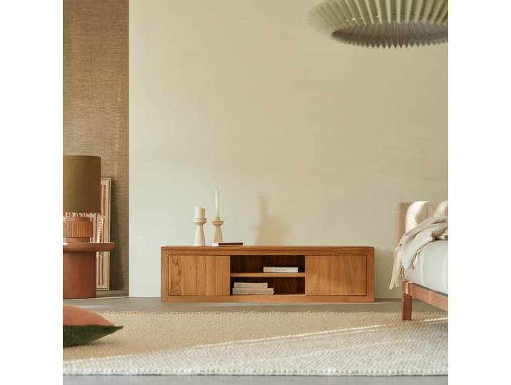 TV Schrank aus massivem Teak Basil 140 cm - Natur