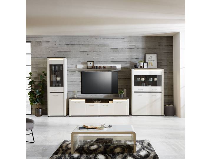 TV-Lowboard - Breite 204 cm Spanplatte, foliert Weiß 204 x 62 x 41cm