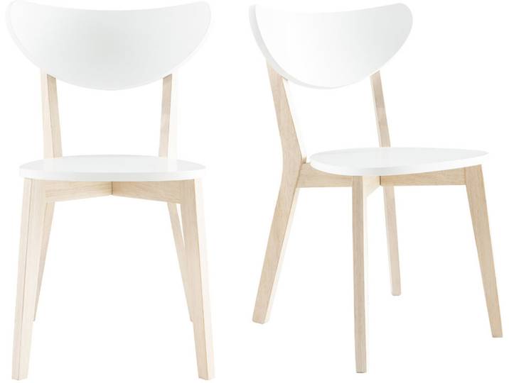 Design-Holzstuhl mit Weiß LEENA (2 Stck.)