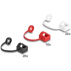 Delock Staubschutz für RJ45 Stecker mit Befestigungsclip 50er Set farbig