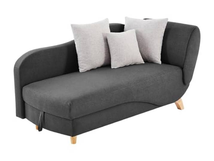 Vente-unique-Recamiere mit Schlaffunktion & Stauraum - linksseitig - Stoff - Anthrazit - Penelope