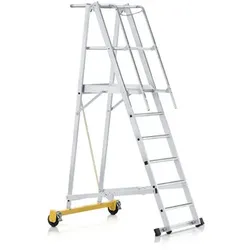 Podestleiter 12 Stufen, beidseitig begehbar, Aluminium