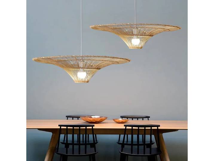 Lustre LED créatif en rotin tressé fait main, lampe suspendue pour restaurant, bar, salon de thé chinois, chambre d'hôtes, chambre à coucher, éclairage décoratif artistique