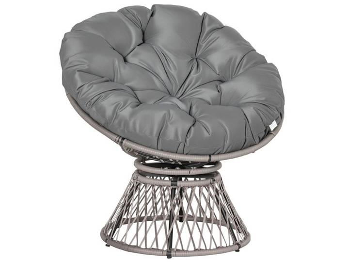 Fauteuil lounge rotatif 360° en rotin gris
