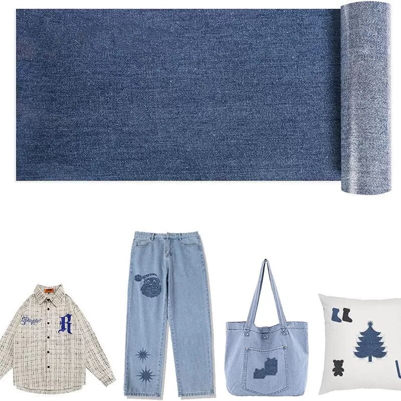 INF Jeans Flicken zum Aufbügeln, 10er Set Textil Patches in 5 Farben