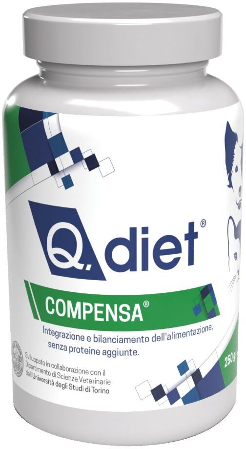 Q VET Srl Q Diet Compensa Polvere Alimento Complementare Minerale per Cani e Gatti 250g