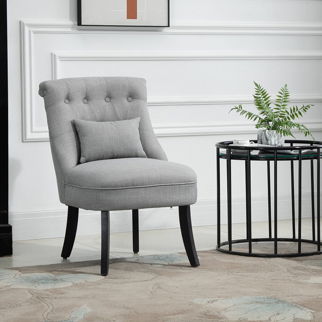 17 Stories Kiyohisa Fabric Single Sofa Upholstered with Pillow Wood Leg Light Grey 82cm H X 52.5cm W X 69cm D