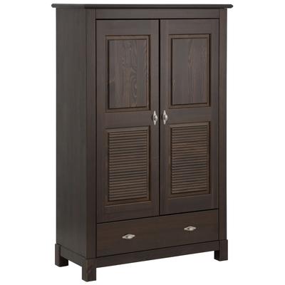Wäscheschrank OTTO HOME "Rauna", braun (dunkelbraun), B:96cm H:155cm T:38cm, Massivholz, Schränke, aus massiver Kiefer, FSC, 2-türig, 96cm breit, Topseller