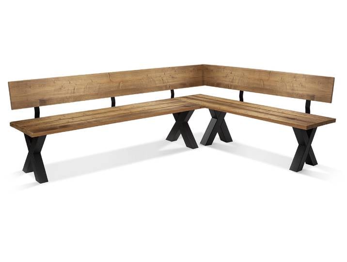 KENTUCKY Garten-Eckbank mit X-Beinen, Altholzoptik, Material