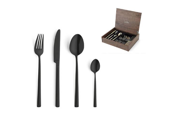Amefa Besteck-Set METROPOLE (24-tlg), 6 Personen, Edelstahl Rostfrei 18/10, Handreinigung empfohlen, schwarzfarbener PVD Veredelung