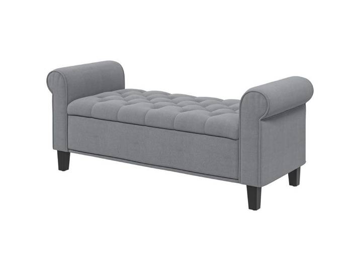 Banc rembourré banc de pied de lit banc d'entrée 126x48.5x57cm gris avec espace de rangement caché et coussin confortable