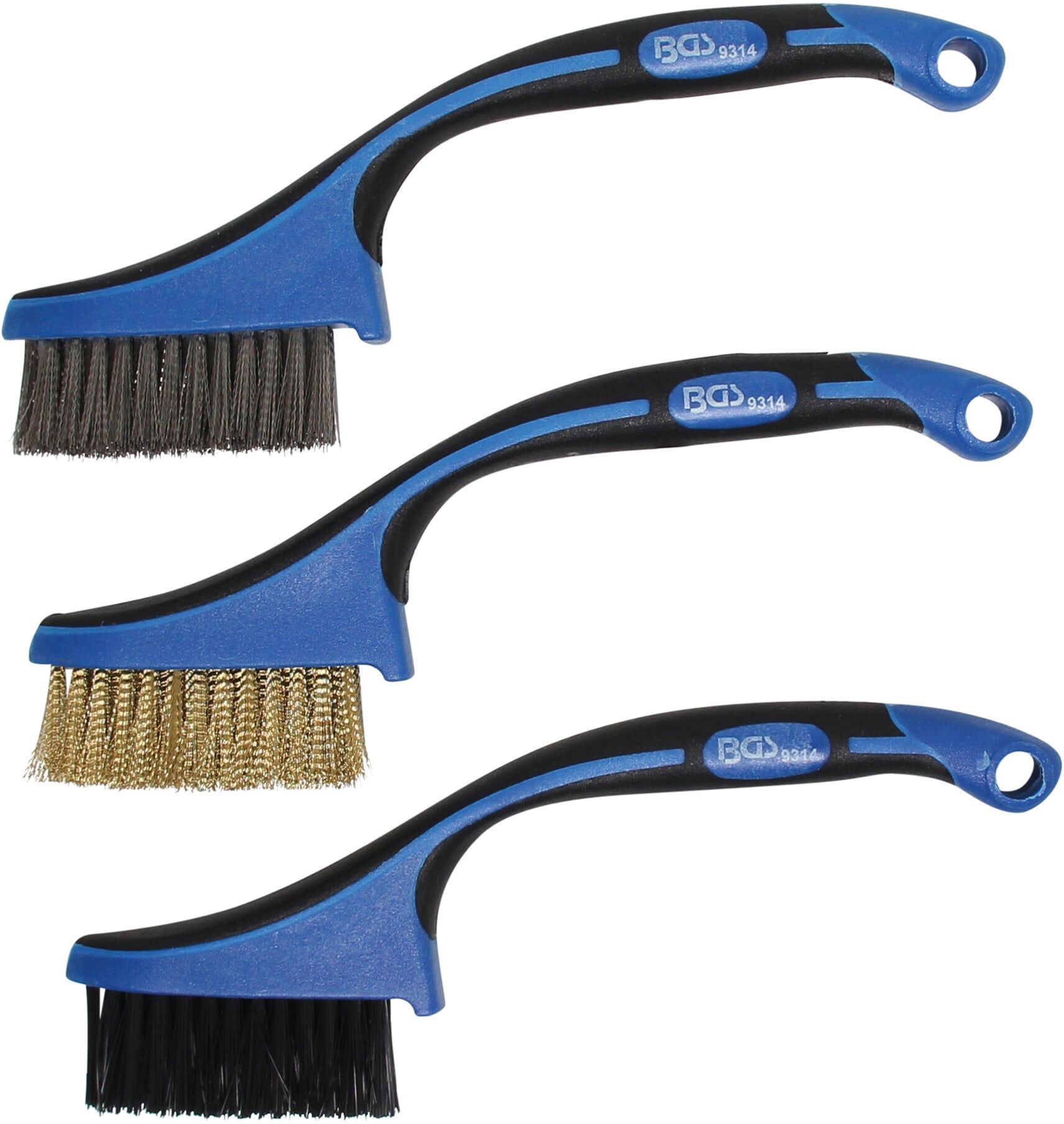 BGS Mini-Bürsten-Satz Nylon, Messing, Edelstahl 165 mm 3-tlg. ; BGS technic (9314)