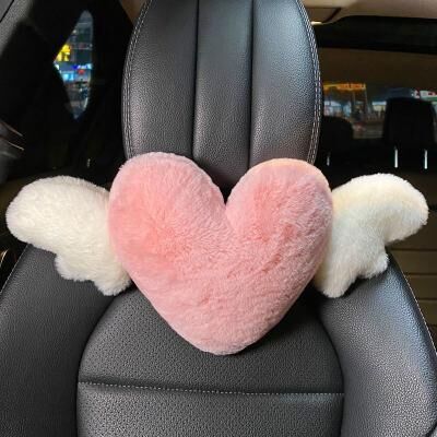 Lush Living Finds Soft Plush Car Headrest, Comfortable Lumbar Support Cartoon Bowknot Pillow For Car Interior And Winter Decoration d