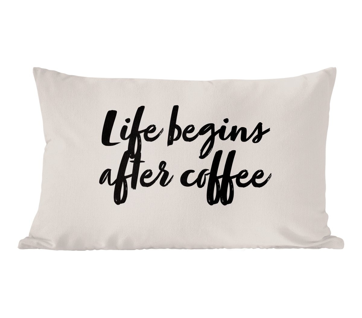PillowMonkey Sierkussen Life begins after coffee - 50 x 30 cm