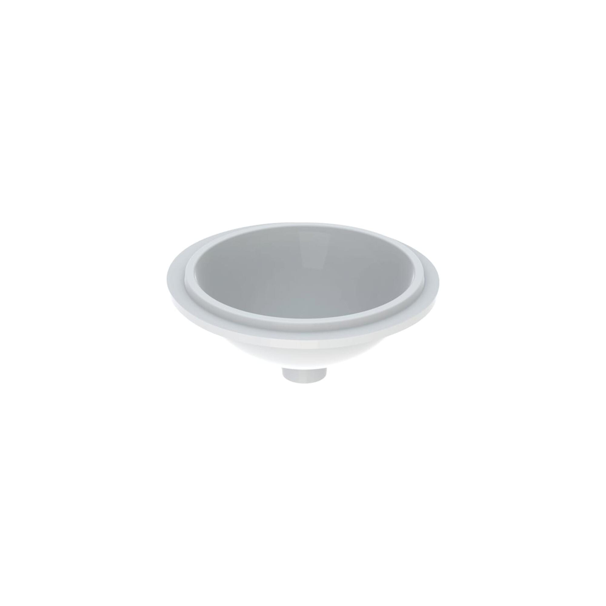Geberit Unterbau-Waschtisch VariForm d 39cm, o HL, o Ü, rd, US glas. / we. (500747012)