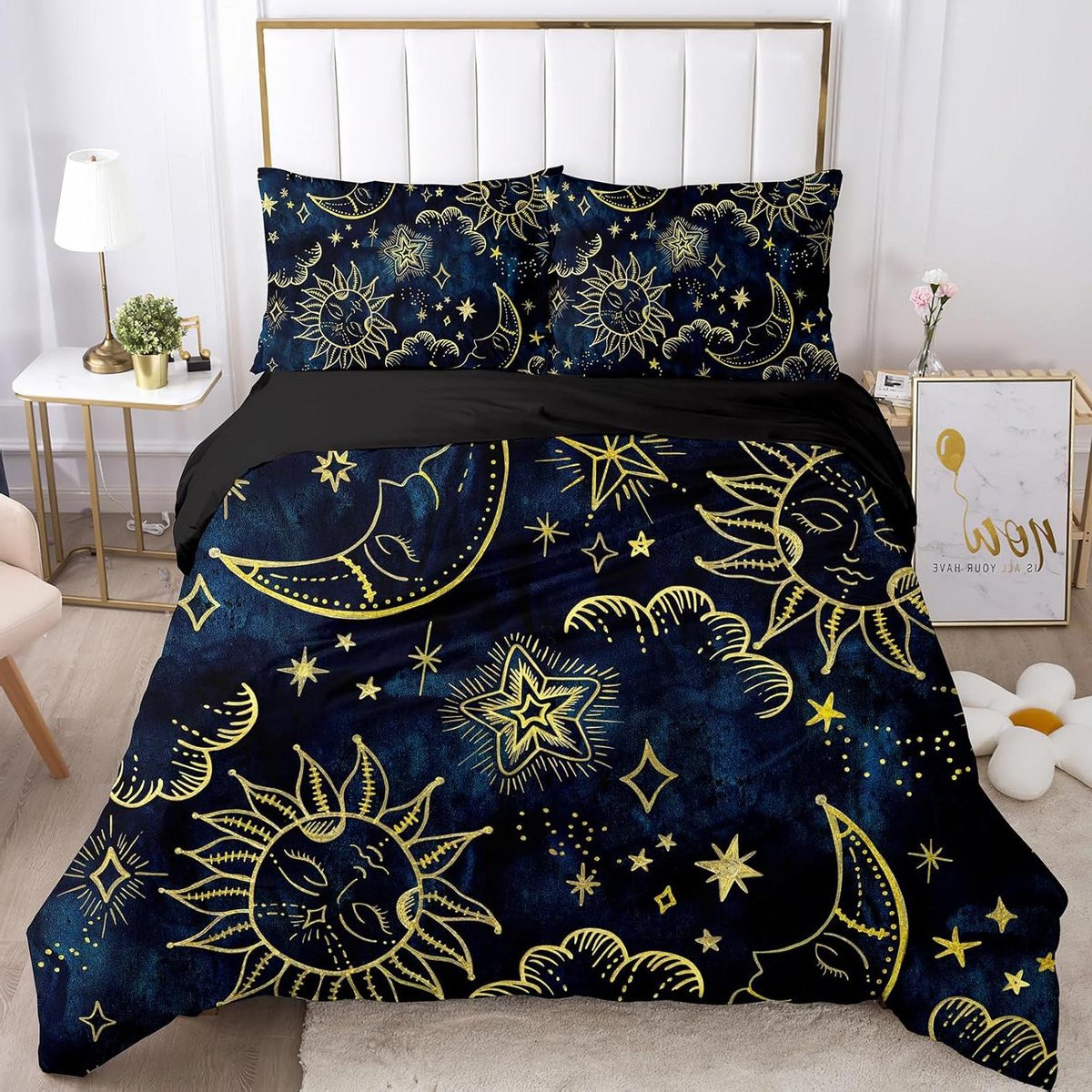 Dekbedovertrek Zon Maan Constellatie-B - Beddengoed Set - 135 x 200 cm