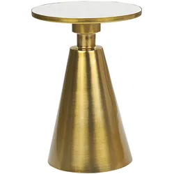 BEISTELLTISCH Metall/Marmor gold/weiß rund 35 cm Andres
