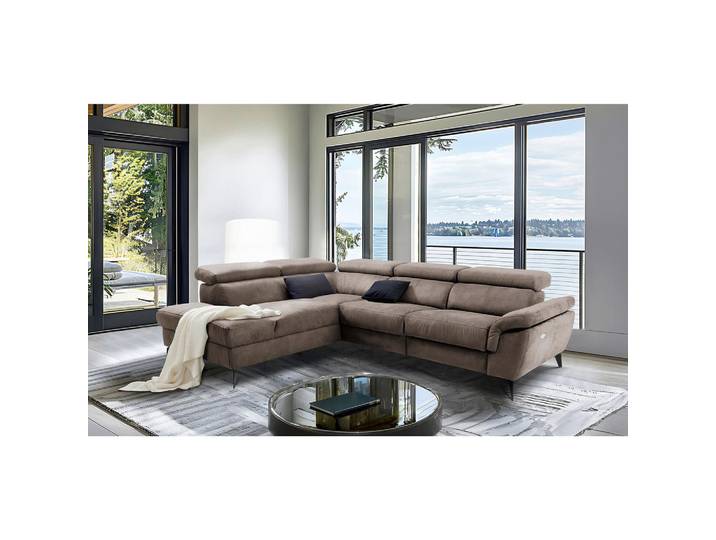 Livetastic Ecksofa Sono, Braun, Metall, 4-Sitzer, Ottomane links, L-Form, 265x210 cm, Rücken echt, motorische Relaxfunktion, Wohnzimmer, Sofas & Couches, Wohnlandschaften, Ecksofas