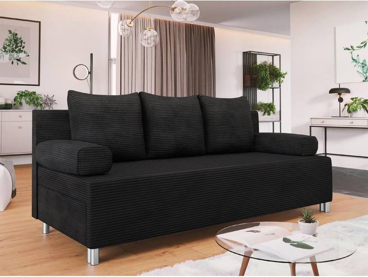 MIRJAN24 Schlafsofa Dover Cord, mit Schlaffunktion und Bettkasten, mit Chromfüße, Polsterhocker als Option