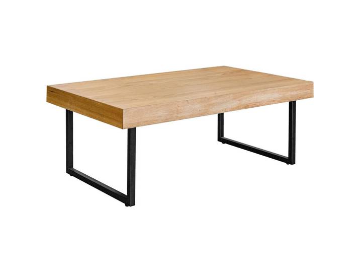 Mid.you Couchtisch, Schwarz, Eiche, Holz, Metall, Eiche, furniert, rechteckig, U-Form, 65x42.5x110 cm, Wohnzimmer, Wohnzimmertische, Couchtische