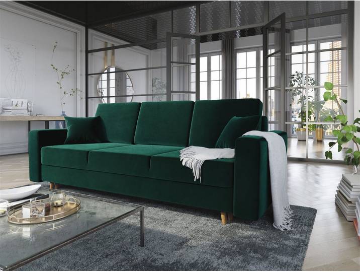 Fun Möbel 3-Sitzer Sofa CARDE mit Schlaffunktion in Stoff Itaka, inkl. Bettkasten, Rundumbezug